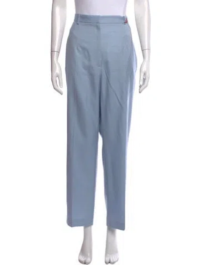 Pre-owned Alexander Mcqueen Wool Straight Leg Pants In Blue
