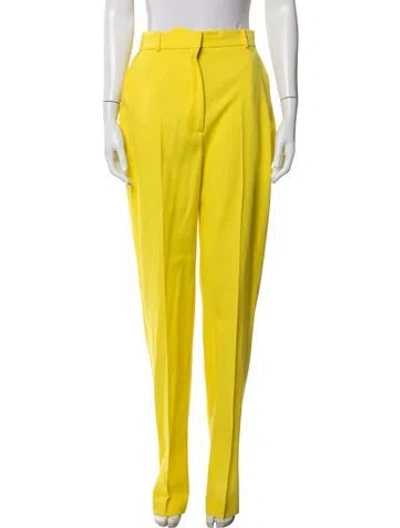 Pre-owned Alexander Mcqueen Wool Straight Leg Pants In Yellow
