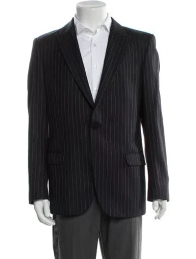 Pre-owned Alexander Mcqueen Wool Striped Blazer In Gray