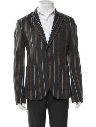 Pre-owned Alexander Mcqueen Wool Striped Blazer In Gray
