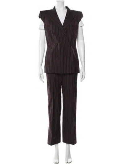 Pre-owned Alexander Mcqueen Wool Striped Pantsuit In Black
