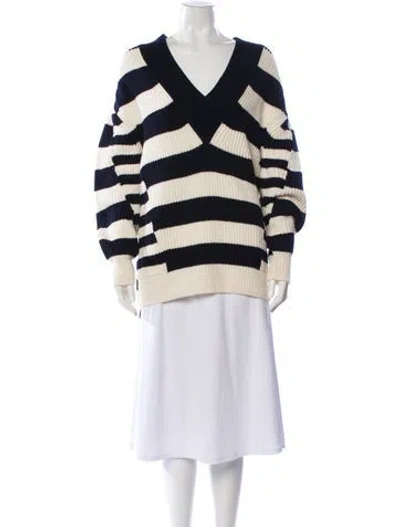 Pre-owned Alexander Mcqueen Wool Striped Sweater In Blue