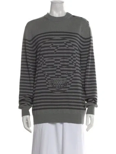 Pre-owned Alexander Mcqueen Wool Striped Sweater In Gray