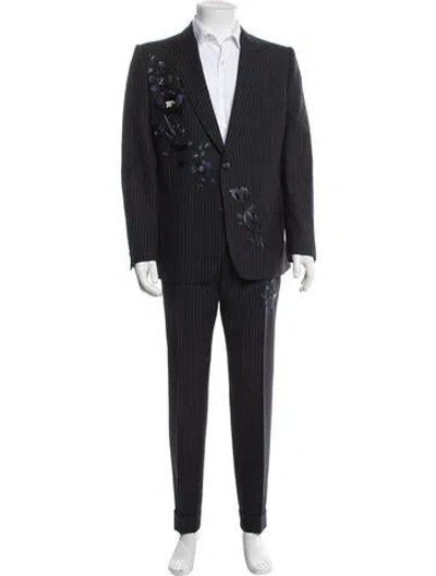 Pre-owned Alexander Mcqueen Wool Striped Two-piece Suit In Blue