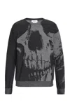 Alexander Mcqueen Skull Intarsia Wool Melange Crewneck Sweater In Grey