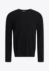 Alexander Mcqueen Wool Sweater With Back-pendant In Black