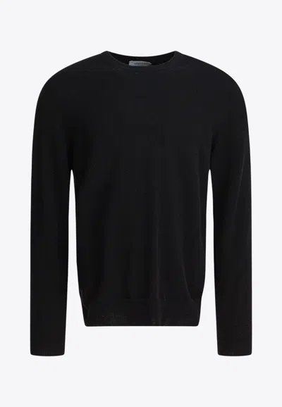 Alexander Mcqueen Wool Sweater With Back-pendant In Black