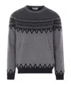 Alexander Mcqueen Mcqueen Skull Fair Isle Wool Crewneck Sweater In Gray