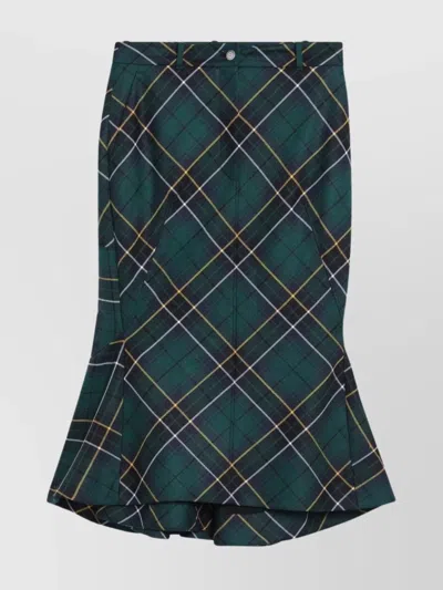 ALEXANDER MCQUEEN WOOL TARTAN FLARED SKIRT WITH BELT LOOPS
