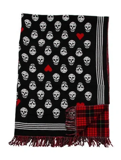 Pre-owned Alexander Mcqueen Wool Tartan Throw Blanket In Black