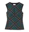 Alexander Mcqueen Sleeveless Wool Tartan Top In Green