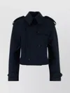 Alexander Mcqueen Wool Trench Coat Cropped Length In Blue