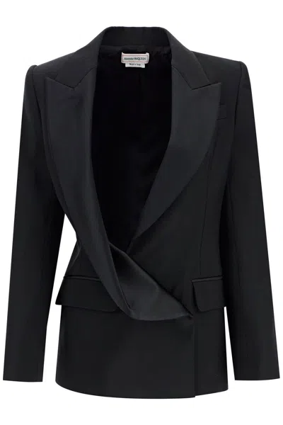 Alexander Mcqueen Wool Tuxedo Jacket In Black