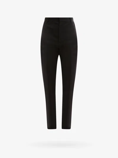 Alexander Mcqueen Men Wool Tuxedo Trouser With Satin Details In Black