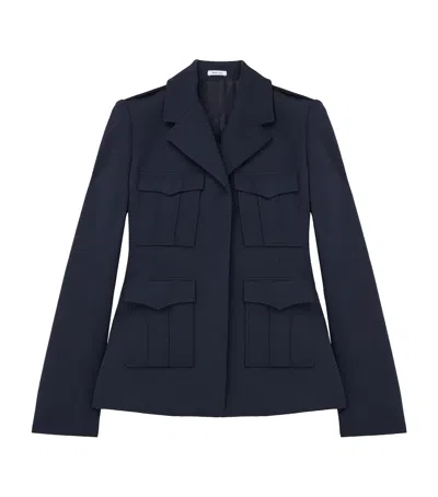 Alexander Mcqueen Wool Uniform Jacket In Blue