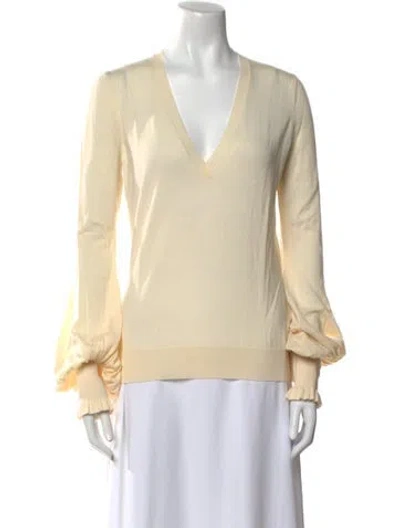 Pre-owned Alexander Mcqueen Wool V-neck Blouse In Neutral