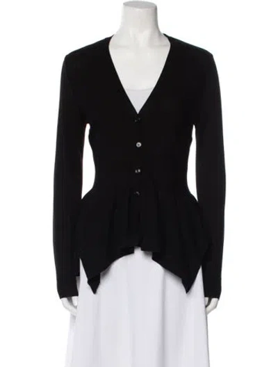 Pre-owned Alexander Mcqueen Wool V-neck Sweater In Black