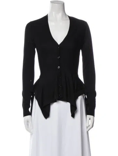 Pre-owned Alexander Mcqueen Wool V-neck Sweater In Black