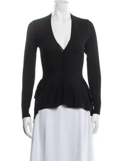 Pre-owned Alexander Mcqueen Wool V-neck Sweater In Black