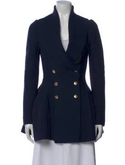 Pre-owned Alexander Mcqueen Wool V-neck Sweater In Blue