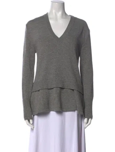 Pre-owned Alexander Mcqueen Wool V-neck Sweater In Gray