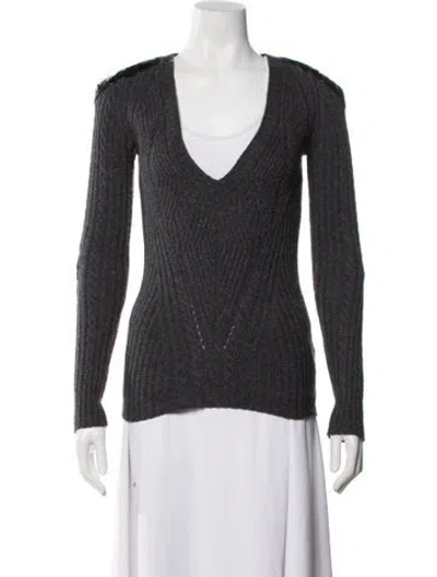 Pre-owned Alexander Mcqueen Wool V-neck Sweater In Gray