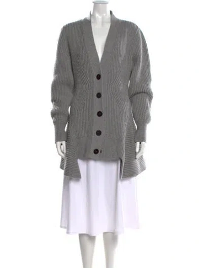 Pre-owned Alexander Mcqueen Wool V-neck Sweater In Gray