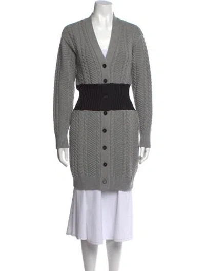 Pre-owned Alexander Mcqueen Wool V-neck Sweater In Gray