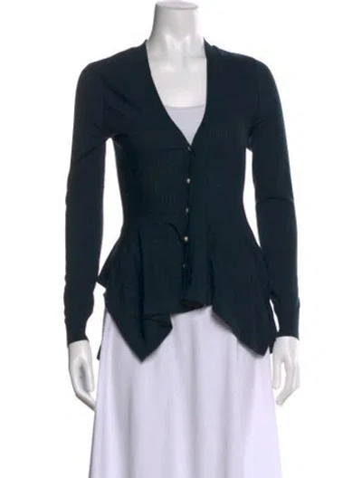 Pre-owned Alexander Mcqueen Wool V-neck Sweater In Green