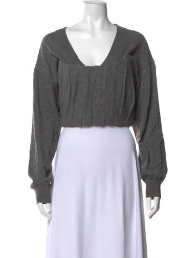 Pre-owned Alexander Mcqueen Wool V-neck Sweater In Grey