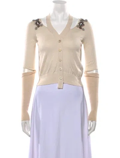 Pre-owned Alexander Mcqueen Wool V-neck Sweater In Neutrals