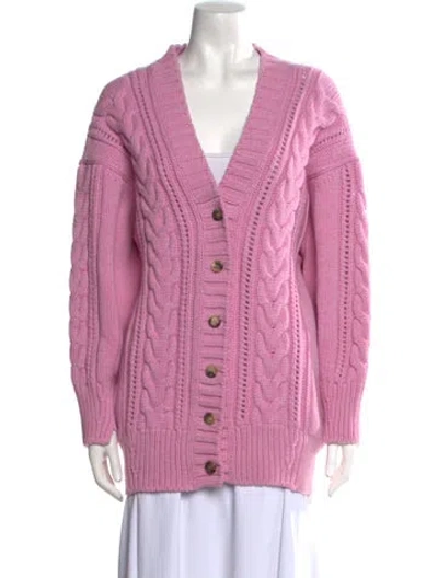 Pre-owned Alexander Mcqueen Wool V-neck Sweater In Pink