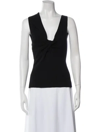 Pre-owned Alexander Mcqueen Wool V-neck Top In Black