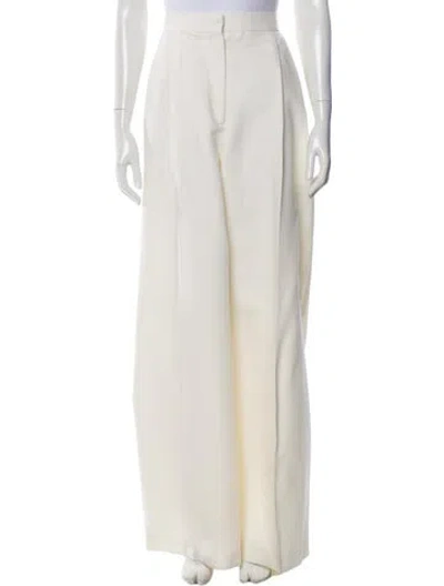 Pre-owned Alexander Mcqueen Wool Wide Leg Pants In White