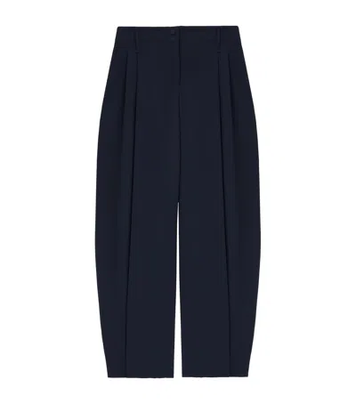 Alexander Mcqueen Wool Wide-leg Tailored Trousers In Blue