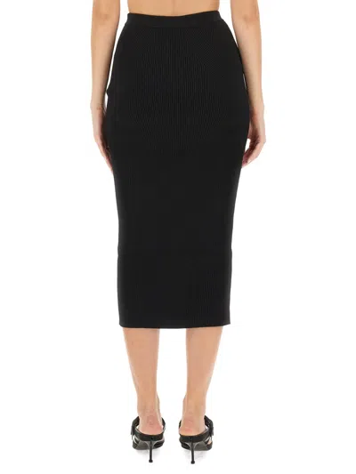 Alexander Mcqueen Wool-blend Knit Pencil Skirt In Black