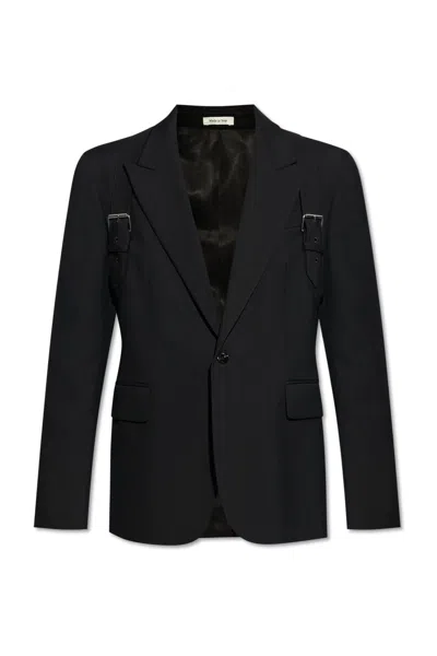 Alexander Mcqueen Harness Single-breasted Wool Blazer In Black