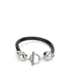 Alexander Mcqueen Woven Skull Bracelet In Black