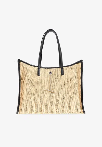 Alexander Mcqueen Woven Tote Bag With T-bar Pendant