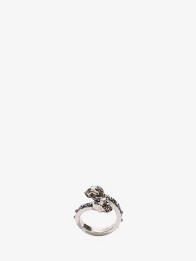 Alexander Mcqueen Wrap-around Skull Ring In Antique Silver