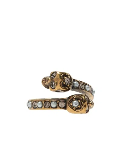 Alexander Mcqueen Wrap-around Skull Ring In Multicolor