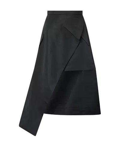 Alexander Mcqueen Wrap-design Asymmetric Midi Skirt In Black