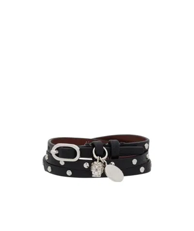 Alexander Mcqueen Wraparound Studded Bracelet In Black