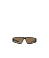 Alexander Mcqueen Wraparound Sunglasses In Brown