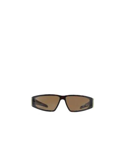Alexander Mcqueen Wraparound Sunglasses In Brown
