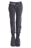 Alexander Mcqueen Mcqueen Wrapped Asymmetric Waist Jeans In Black Stonewashed