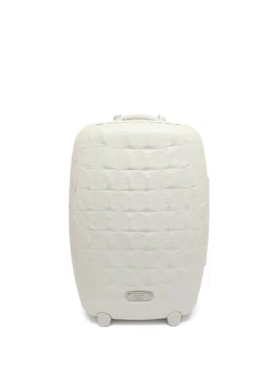 Pre-owned Alexander Mcqueen X Samsonite Crocodile-embossed Luggage Bag In White