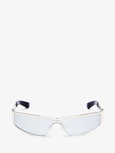 Alexander Mcqueen Y2k Metal Sunglasses In Light Silver