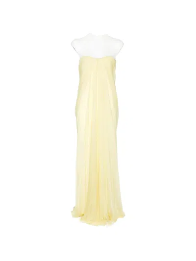 Alexander Mcqueen Yellow Maxi Dress In Pattern