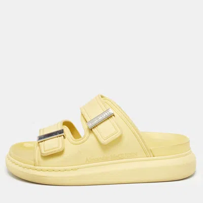 Pre-owned Alexander Mcqueen Yellow Rubber Hybrid Slides Size 38